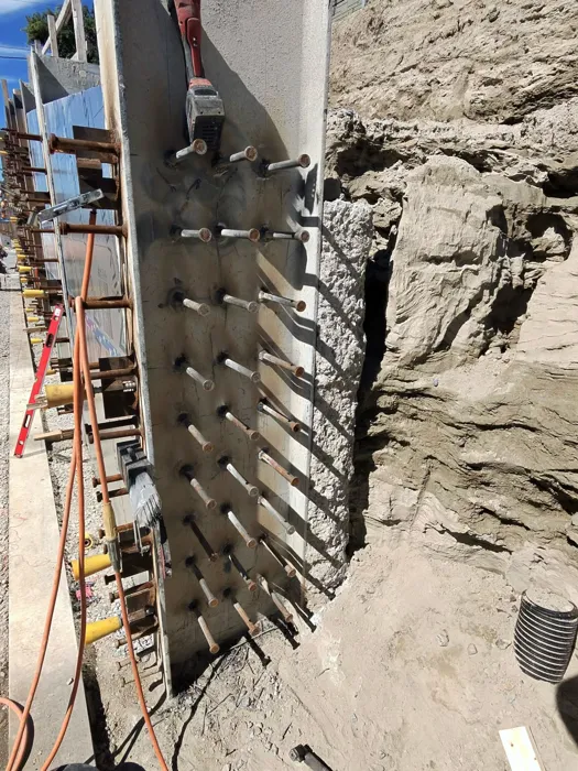 Steel pile with rows of welded studs